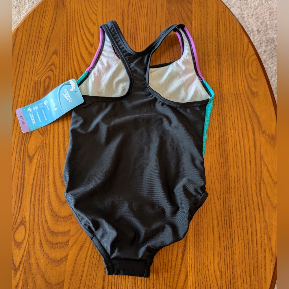 Speedo Girls Purple and Teal 1 Piece Swimsuit, Size XS (5-6) - NEW - Picture 4 of 8